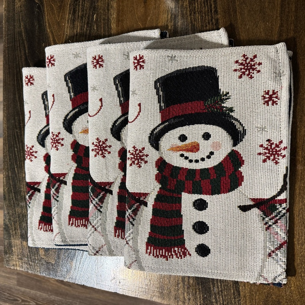 Christmas Snowman Tapestry Placemats - Set of 4